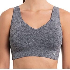 Puma grey women’s sports bra with adjustable straps can be criss cross. Sz-XL U1